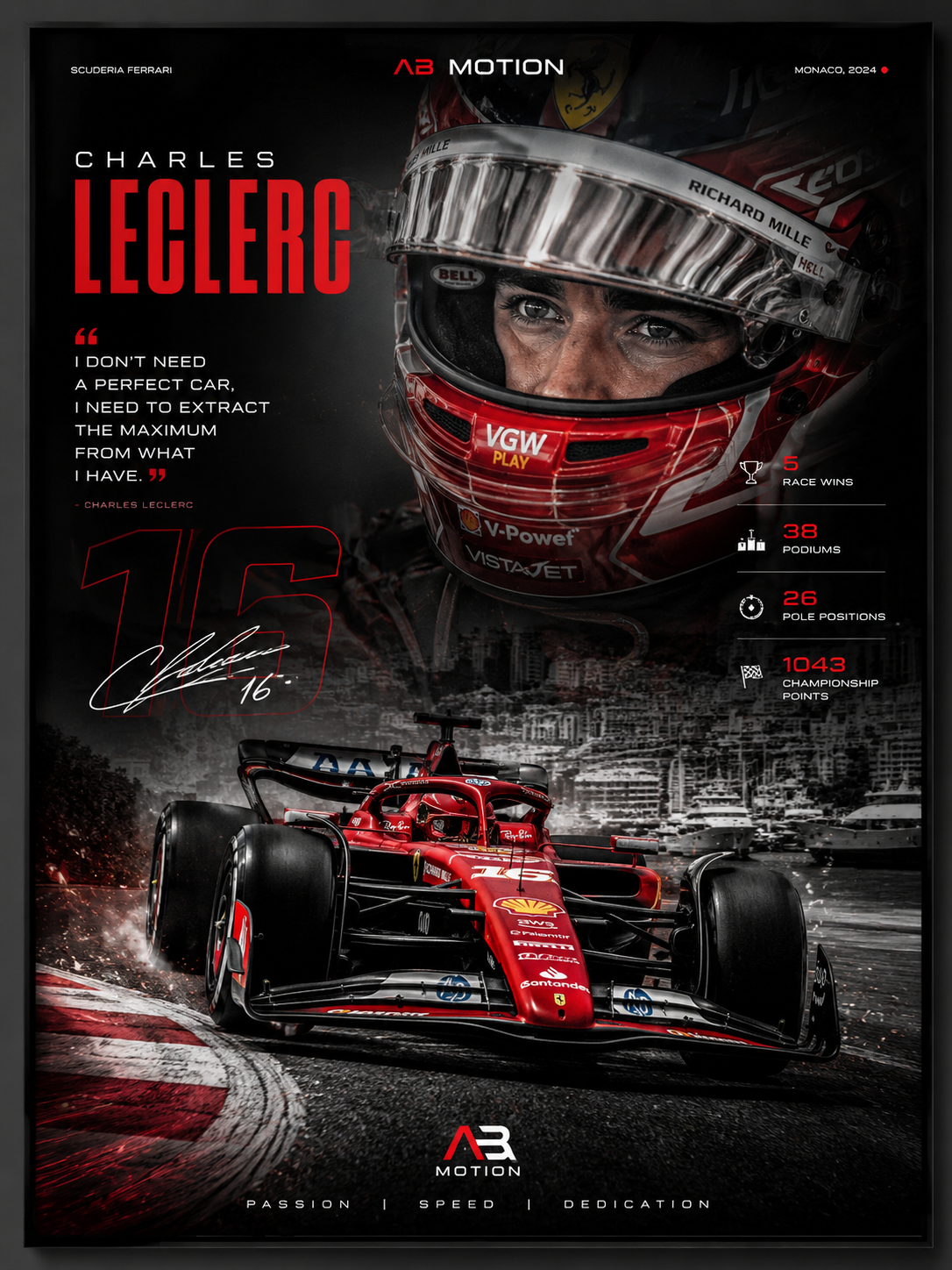 Poster Motorsport Premium — Charles Leclerc